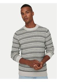Only & Sons Sweter Musa 22027268 Beżowy Regular Fit. Kolor: beżowy. Materiał: syntetyk, bawełna #7