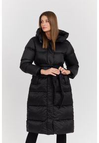 Hetrego - HETREGO Czarny damski puchowy płaszcz Karen Woman Quilted Coat. Kolor: beżowy. Materiał: puch. Długość rękawa: długi rękaw. Długość: długie. Styl: elegancki #1