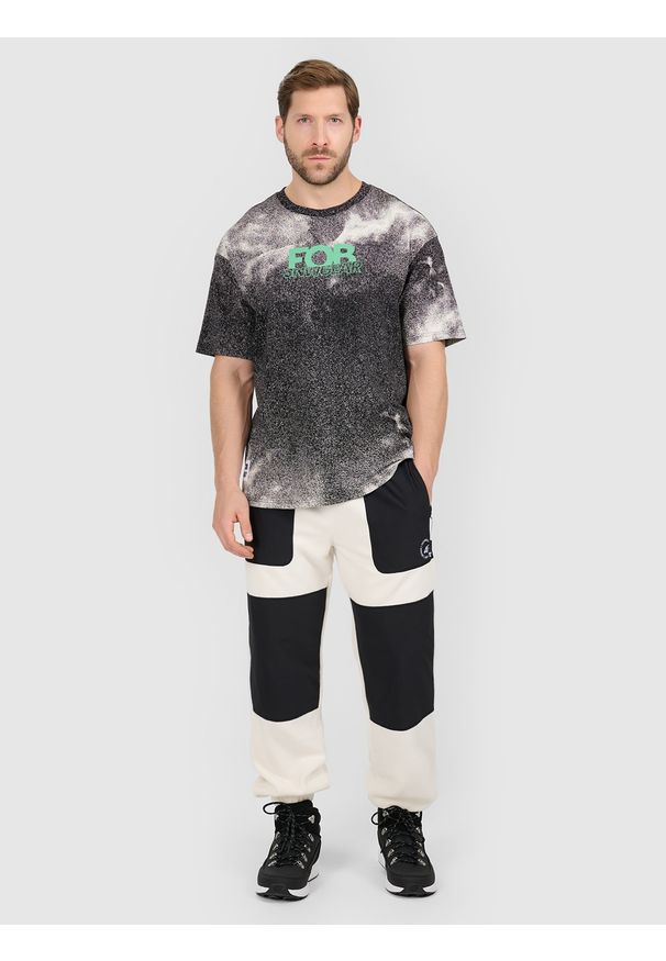 4f - 4F T-shirt loose z nadrukiem męski - czarny M. Okazja: na co dzień. Kolor: czarny. Materiał: materiał. Wzór: nadruk. Styl: casual, klasyczny