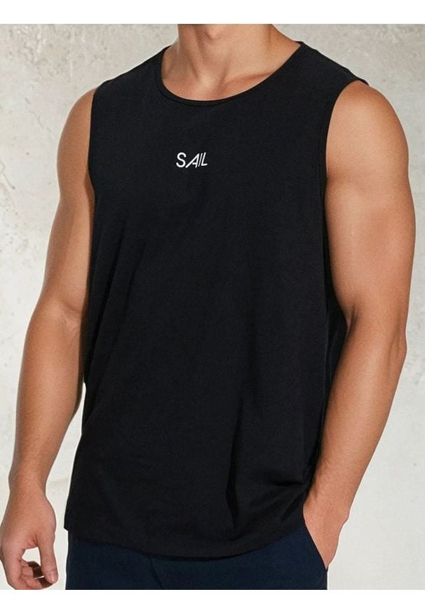 Sinsay - Luźny tank top z nadrukiem na plecach - czarny. Kolor: czarny. Wzór: nadruk
