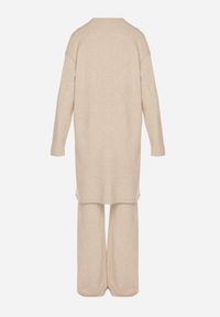 Born2be - Jasnobeżowy Dzianinowy Komplet z Wełną Kamizelka Długi Kardigan i Spodnie Otizela. Kolekcja: plus size. Kolor: beżowy. Materiał: wełna, dzianina #6