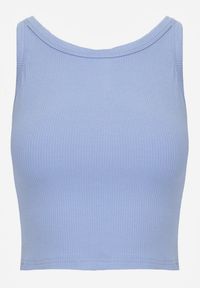 Renee - Niebieski Top na Ramiączkach Basic Prążkowany Zitira. Okazja: na co dzień. Kolor: niebieski. Materiał: prążkowany. Długość rękawa: na ramiączkach. Styl: casual #6