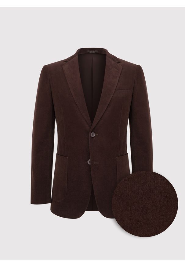 Pako Lorente - PAKO LORENTE - Brązowa sztruksowa marynarka męska. Okazja: na co dzień. Kolor: niebieski, brązowy. Materiał: sztruks. Styl: casual