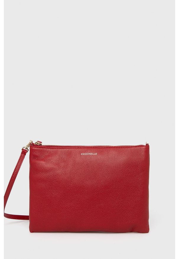 Coccinelle Torebka skórzana Mini Bag kolor czerwony. Kolor: czerwony. Materiał: skórzane. Rodzaj torebki: na ramię