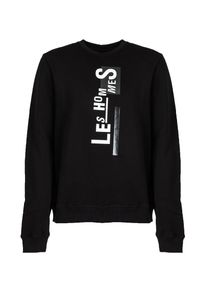 Les Hommes Bluza | LLH403-758P | Sweater | Mężczyzna | Czarny. Okazja: na co dzień. Kolor: czarny. Materiał: bawełna. Wzór: nadruk. Styl: casual #3