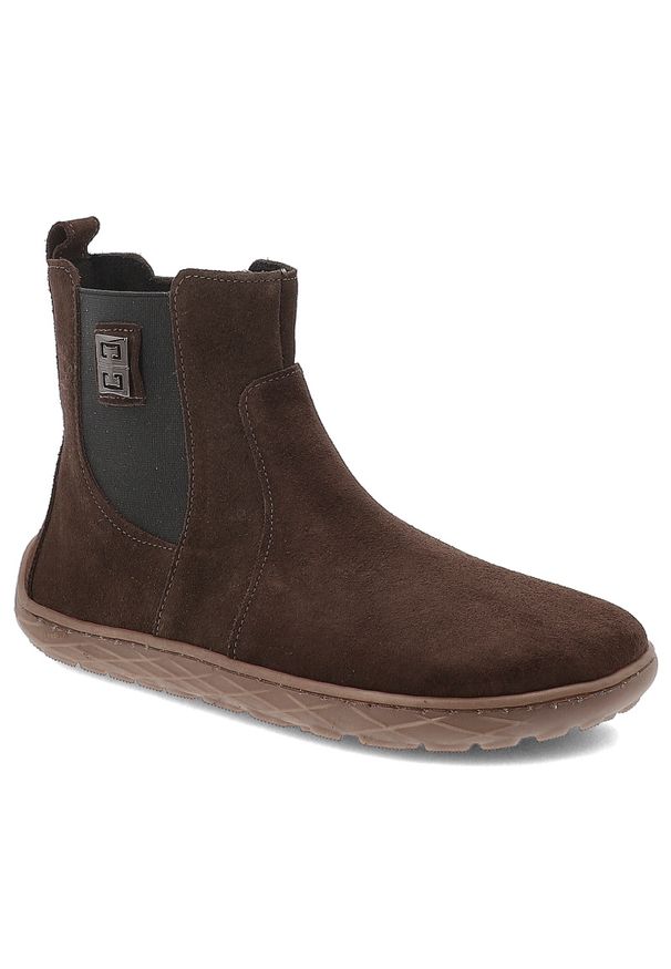 Czekoladowe Botki Armodo Wygodne Buty Damskie Barefoot. Okazja: na co dzień. Kolor: brązowy. Materiał: welur. Sezon: zima, jesień. Styl: casual