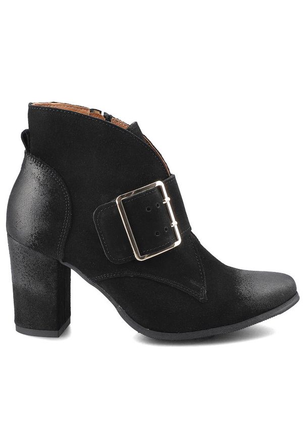Exquisite - Botki EXQUISITE 1265 Czarny Welur. Kolor: czarny. Materiał: welur