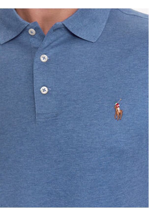 Polo Ralph Lauren Polo 710713130008 Niebieski Custom Slim Fit. Typ kołnierza: polo. Kolor: niebieski. Materiał: bawełna