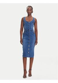 Fracomina Sukienka jeansowa FP25SD4001D46402 Niebieski Slim Fit. Kolor: niebieski. Materiał: bawełna