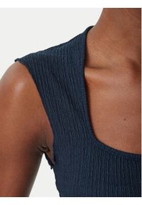 Tommy Jeans Top Smock Seersucker DW0DW22220 Granatowy Slim Fit. Kolor: niebieski. Materiał: syntetyk #5