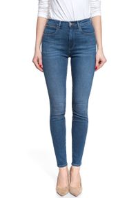 Wrangler - DAMSKIE SPODNIE JEANSOWE WRANGLER HIGH RISE SKINNY MID INDIGO W27HVQX8E. Okazja: na co dzień. Stan: podwyższony. Styl: casual, elegancki #10