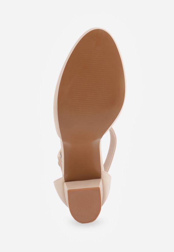 Born2be - Jasnobeżowe Eleganckie Czółenka na Słupku z Wkładką ze Skóry Naturalnej Belorine. Kolor: beżowy. Materiał: skóra. Obcas: na słupku. Styl: elegancki