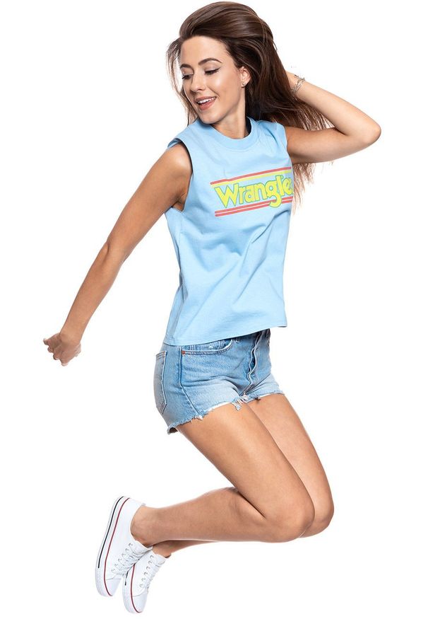 Wrangler - WRANGLER T SHIRT DAMSKI 80´S TANK CERULEAN W7014GFVT 112130882