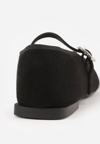 Born2be - Czarne Eleganckie Balerinki z Ekozamszu ze Sprzączką i Kwadratowym Noskiem Ivalune. Okazja: na co dzień. Zapięcie: sprzączka. Kolor: czarny. Materiał: jeans. Obcas: na płaskiej podeszwie. Styl: elegancki #5