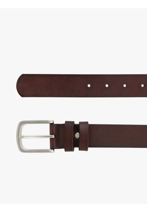 Ryłko - Ciemnobrązowy pasek męski ze skóry licowej. Kolor: brązowy. Materiał: skóra. Styl: klasyczny, casual, street, elegancki