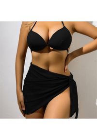 Intica - Bikini z pareo na plażę i basen Gretta. Kolor: różowy. Materiał: materiał. Wzór: gładki #2