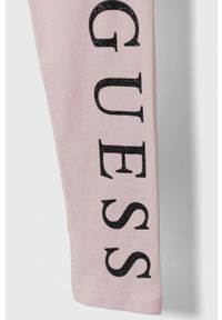 Guess legginsy dziecięce kolor różowy z nadrukiem. Kolor: różowy. Materiał: dzianina. Wzór: nadruk #3
