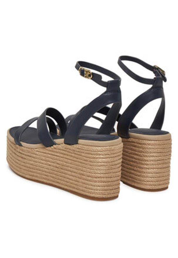 TOMMY HILFIGER - Tommy Hilfiger Espadryle Ankle Strap Leather Platform FW0FW08497 Granatowy. Kolor: niebieski. Materiał: skóra. Obcas: na platformie