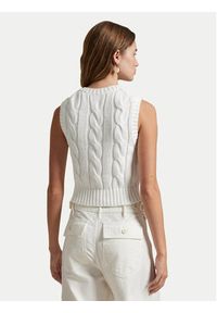 Polo Ralph Lauren Sweter 211959295001 Biały Slim Fit. Typ kołnierza: polo. Kolor: biały. Materiał: bawełna #2