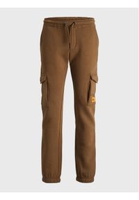 Jack & Jones - Jack&Jones Spodnie dresowe 12196573 Brązowy Regular Fit. Kolor: brązowy. Materiał: bawełna, dresówka