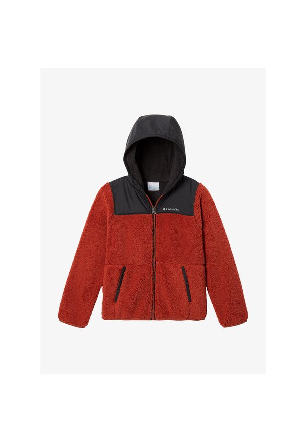 columbia - Kurtka polarowa chłopięca Columbia Boys Rugged Ridge Hooded Overlay. Kolor: czerwony. Materiał: polar. Sport: turystyka piesza