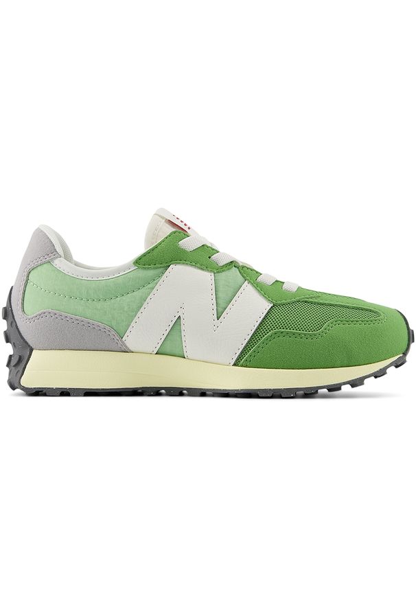 Buty dziecięce New Balance PH327RB – zielone. Okazja: na co dzień. Kolor: zielony. Materiał: materiał, syntetyk, guma. Szerokość cholewki: normalna