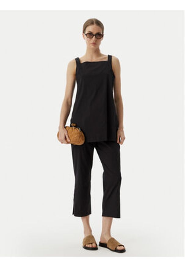 Max Mara Beachwear Spodnie materiałowe 2616131029650 Czarny Regular Fit. Kolor: czarny. Materiał: bawełna