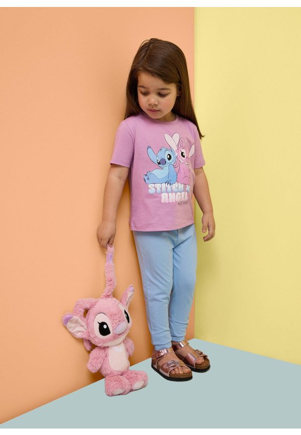 bonprix - Koszulka Disney Stitch z czystej bawełny. Kolor: różowy. Materiał: bawełna. Wzór: motyw z bajki