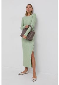 Tory Burch Sweter wełniany damski kolor zielony. Kolor: turkusowy. Materiał: wełna. Długość rękawa: długi rękaw. Długość: krótkie #1