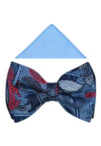 Modini - Niebieska mucha w unikatowy wzór A354. Kolor: niebieski. Materiał: bawełna, poliester, tkanina. Styl: elegancki #1