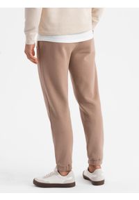 Ombre Clothing - Klasyczne spodnie dresowe unisex ze ściągaczami – brązowe V16 OU-PSBC-0100 - XL/XXL. Kolor: brązowy. Materiał: dresówka. Wzór: aplikacja. Styl: klasyczny #13
