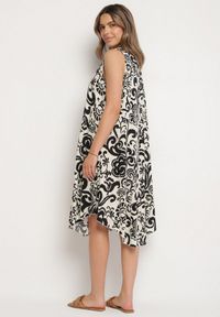 Born2be - Czarna Bawełniana Sukienka ze Wzorem Paisley Zirelia. Okazja: na co dzień. Typ kołnierza: dekolt w serek. Kolor: czarny. Materiał: bawełna. Wzór: paisley. Sezon: lato. Styl: casual #4