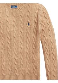 Polo Ralph Lauren Sweter 211971865002 Beżowy Slim Fit. Typ kołnierza: polo. Kolor: beżowy. Materiał: wełna