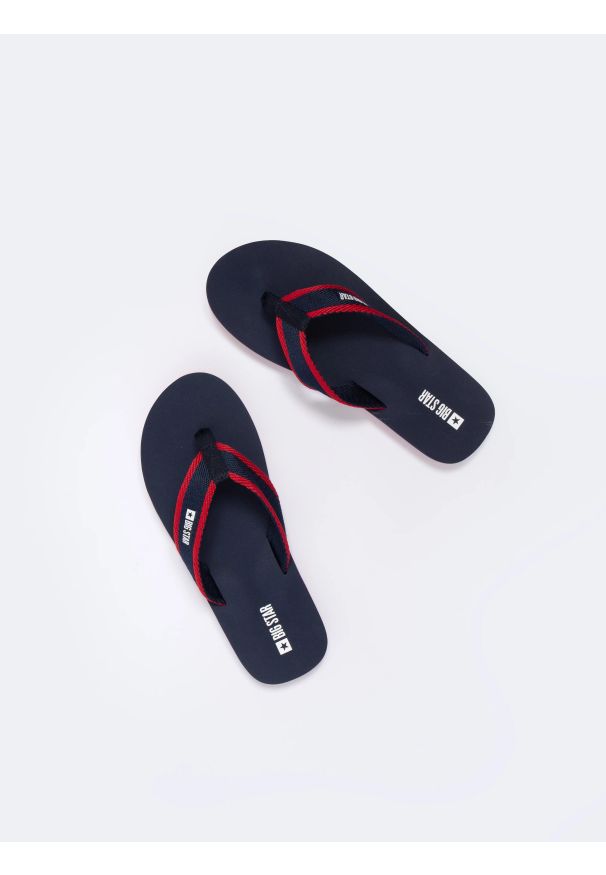 Big-Star - Japonki męskie granatowe NN174623 403. Okazja: na co dzień, na plażę. Kolor: niebieski. Materiał: materiał. Sezon: lato. Styl: casual