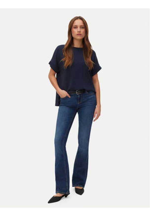 Vero Moda Bluzka Hali 10339414 Granatowy Regular Fit. Kolor: niebieski. Materiał: wiskoza