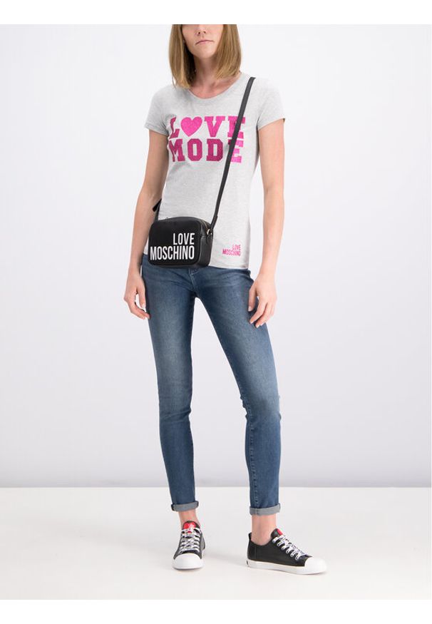Love Moschino - T-Shirt LOVE MOSCHINO. Kolor: szary