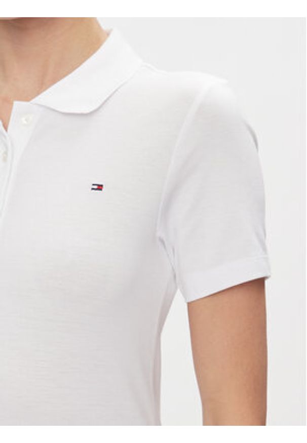 TOMMY HILFIGER - Tommy Hilfiger Polo 1985 WW0WW42047 Biały Slim Fit. Typ kołnierza: polo. Kolor: biały. Materiał: bawełna