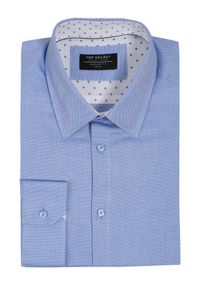 TOP SECRET - Koszula strukturalna o dopasowanym kroju. Kolor: niebieski. Materiał: tkanina. Długość rękawa: długi rękaw. Długość: długie. Wzór: gładki, ze splotem. Sezon: zima, jesień. Styl: elegancki #6