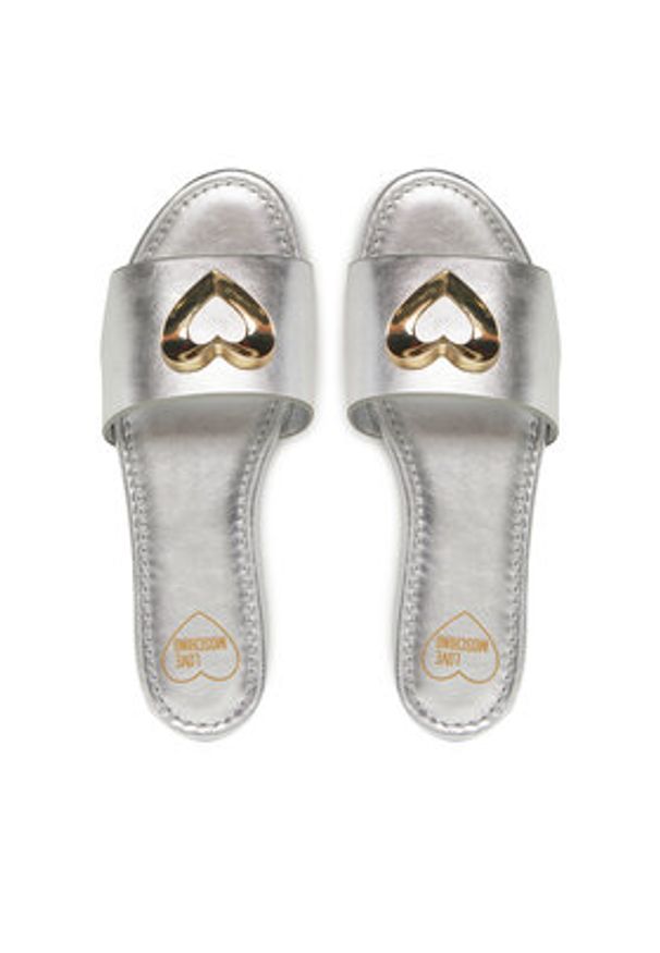 Love Moschino - LOVE MOSCHINO Klapki JA28161G0MIF090B Srebrny. Kolor: srebrny. Materiał: skóra