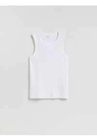 Reserved - Tank top z wiskozą - biały. Kolor: biały. Materiał: wiskoza #1