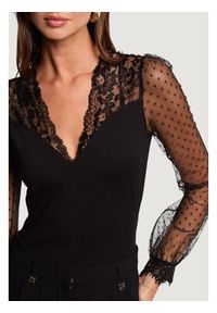 Morgan Bluzka 252-TARSILA Czarny Slim Fit. Kolor: czarny. Materiał: syntetyk #4