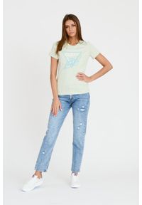 Guess - GUESS Miętowy damski t-shirt bawełniany Icon Tee, Rozmiar M. Kolor: zielony. Materiał: bawełna #4