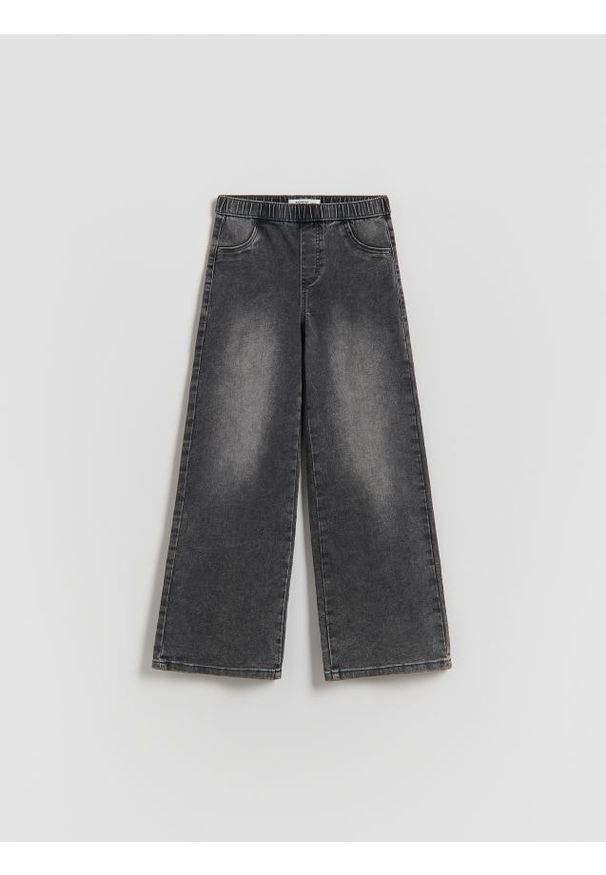 Reserved - Jeansy wide leg z efektem sprania - szary. Kolor: szary