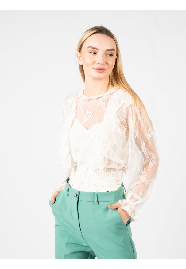 Pinko Bluzka "Berceto 1" | 1G17BV-A Y7T5 | Kobieta | Ecru. Okazja: na co dzień. Materiał: wiskoza, poliamid. Styl: klasyczny, casual