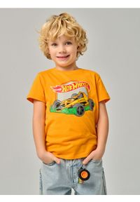 Sinsay - Bawełniana koszulka z nadrukiem Hot Wheels - pomarańczowy. Kolor: pomarańczowy. Materiał: bawełna. Wzór: nadruk #1