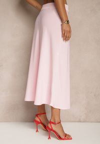 Renee - Różowa Casualowa Rozkloszowana Spódnica Dorilena. Okazja: na co dzień. Kolor: różowy. Materiał: tkanina. Styl: casual #5