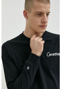Converse longsleeve bawełniany kolor czarny z aplikacją. Kolor: czarny. Materiał: bawełna. Długość rękawa: długi rękaw. Wzór: aplikacja #2