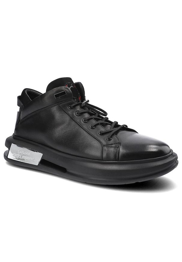 Czarne Sneakersy John Doubare Męskie Skórzane Buty. Okazja: do pracy, na uczelnię. Zapięcie: bez zapięcia. Kolor: czarny. Materiał: skóra. Szerokość cholewki: normalna. Sezon: jesień, zima