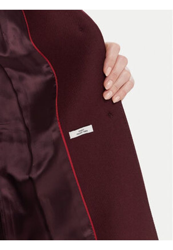 TOMMY HILFIGER - Tommy Hilfiger Płaszcz wełniany WW0WW46547 Bordowy Regular Fit. Kolor: czerwony. Materiał: wełna