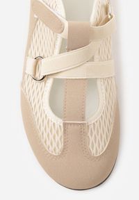 Renee - Ciemnobeżowe Tenisówki Sneakeriny z Siateczki z Zapięciem na Rzep Vianate. Okazja: na co dzień. Zapięcie: rzepy. Kolor: beżowy. Materiał: skóra, koronka. Styl: casual #7